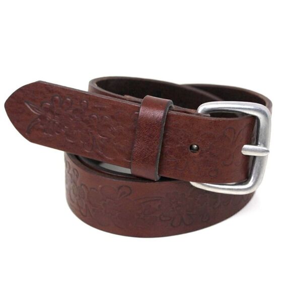 Old Navy EMBOSSED BROWN GENUINE LEATHER 1.25"Wd CASUAL DRESS WOMEN'S BELT S (A37 - Picture 6 of 12